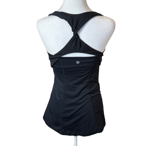 Lululemon Spin Me Tank Top Twist Black Size 6 Shelf Bra Gym Fitness Workout Yoga - Picture 7 of 11